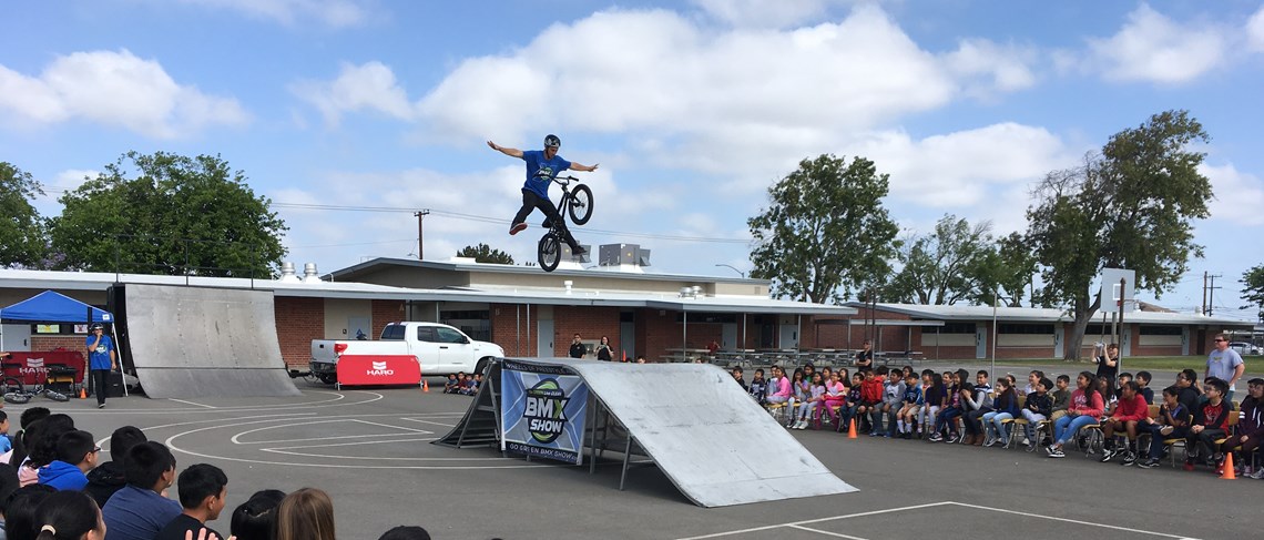 Thomas Paine students were captivated, as professional BMX riders performed amazing tricks and delivered powerful messages of motivation and respecting others.